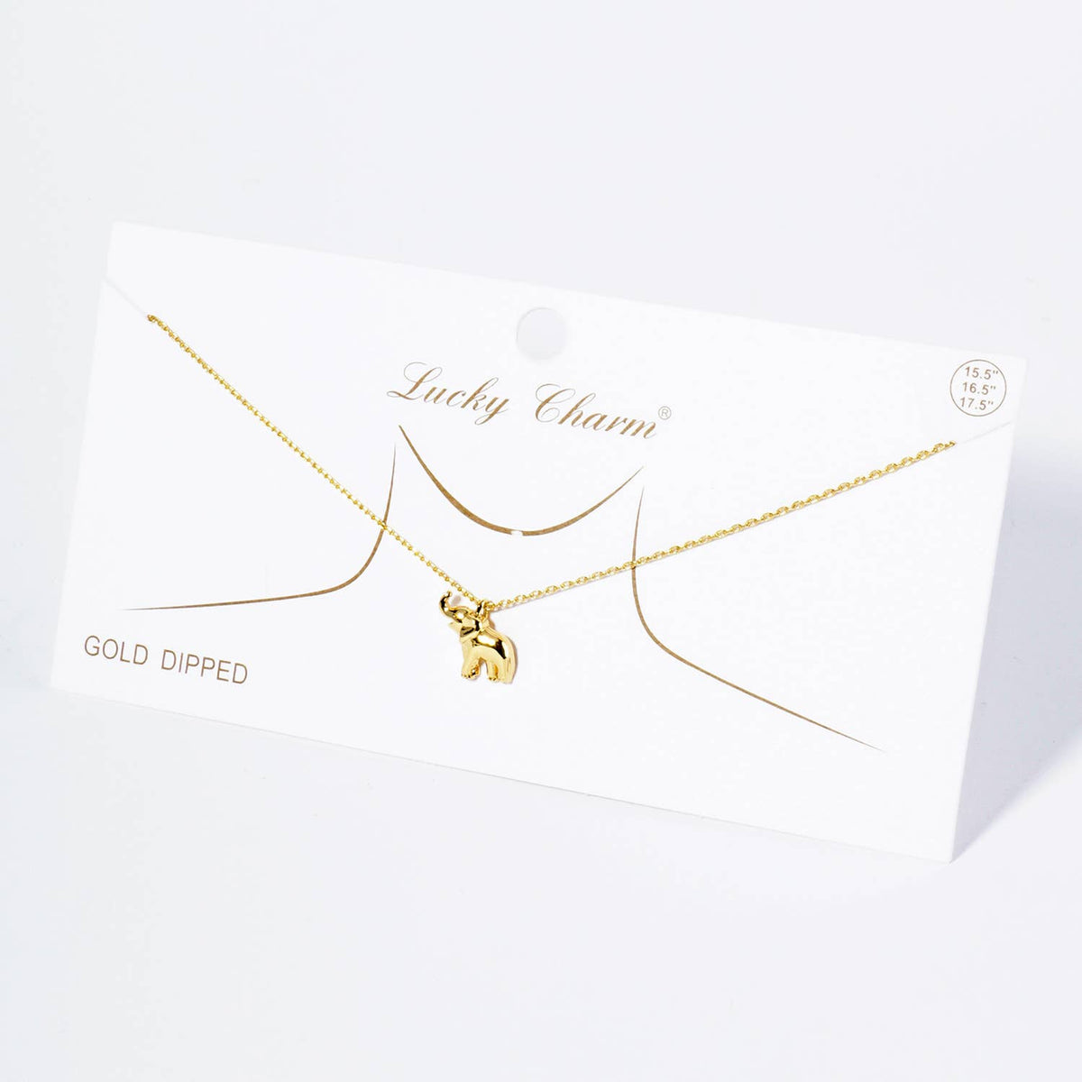 18K Gold Dipped Brass Elephant Pendant Necklace
