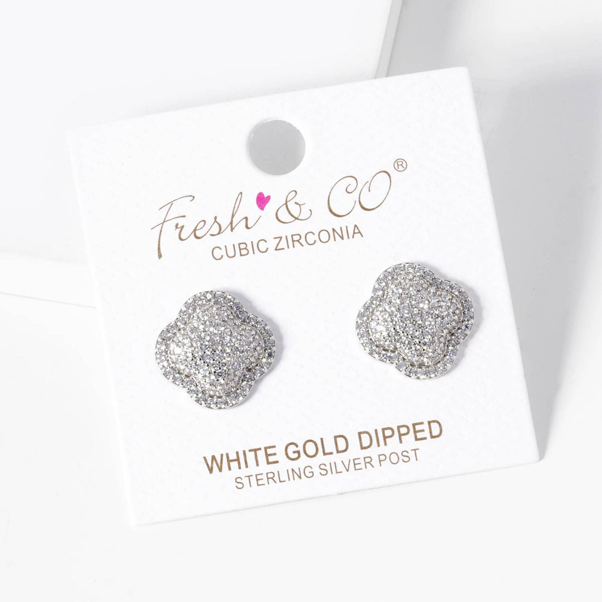 Dainty Pave Clover Stud Earrings