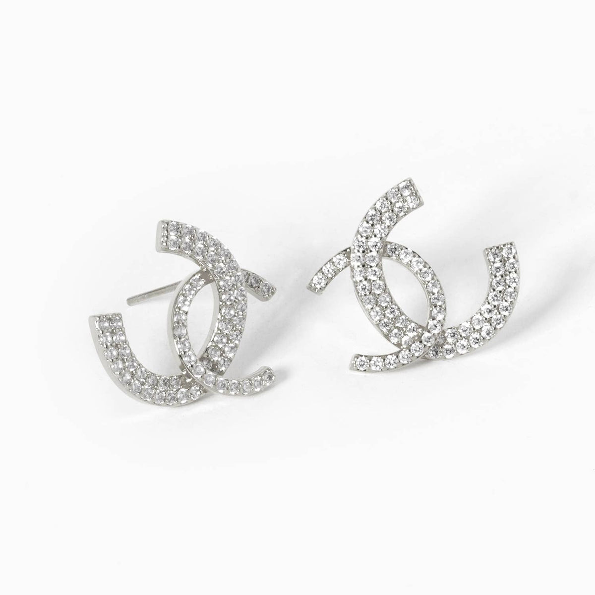 Dainty Interlocking Spiral Cubic Zirconia Stud Earrings