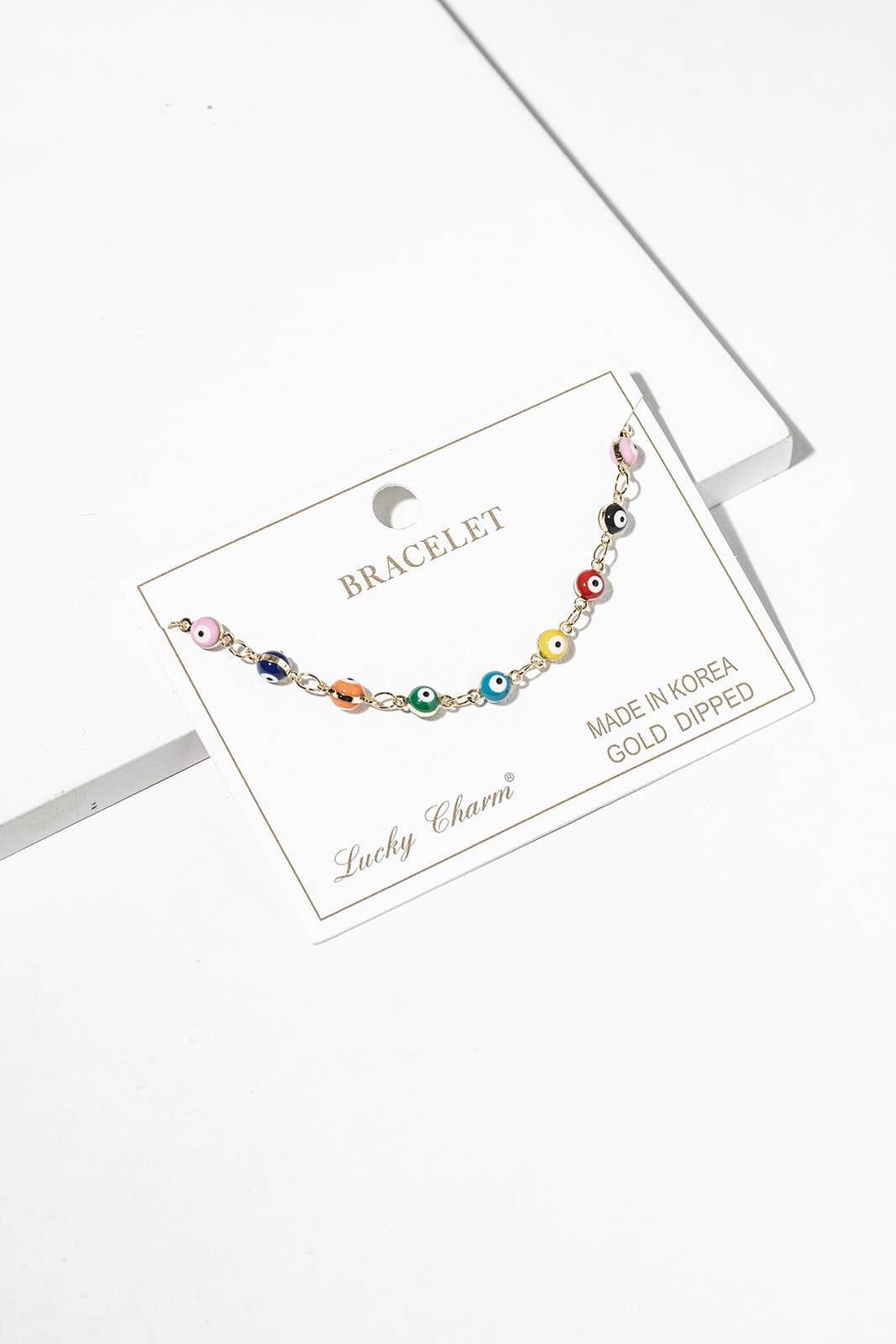 Multi-Color Enamel Evil Eye Station Bracelet