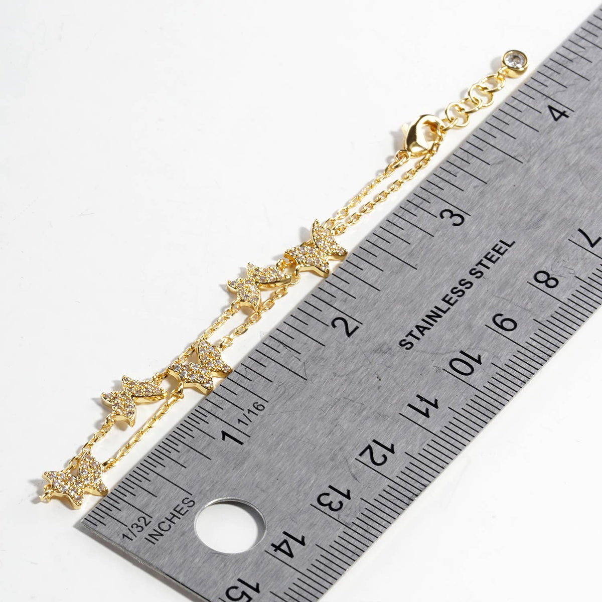 Sparkling Pavé Butterfly Trio Bracelet in 14K Gold Finish