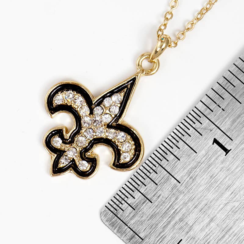 Gold Plated Cubic Zirconia Fleur De Lis Necklace