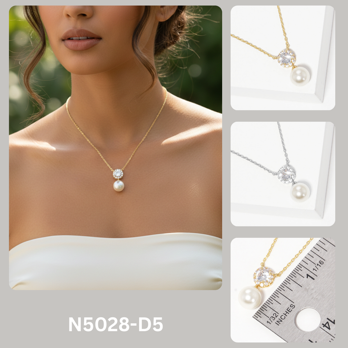 Gold Plated Pendant Drop Pearl Necklace