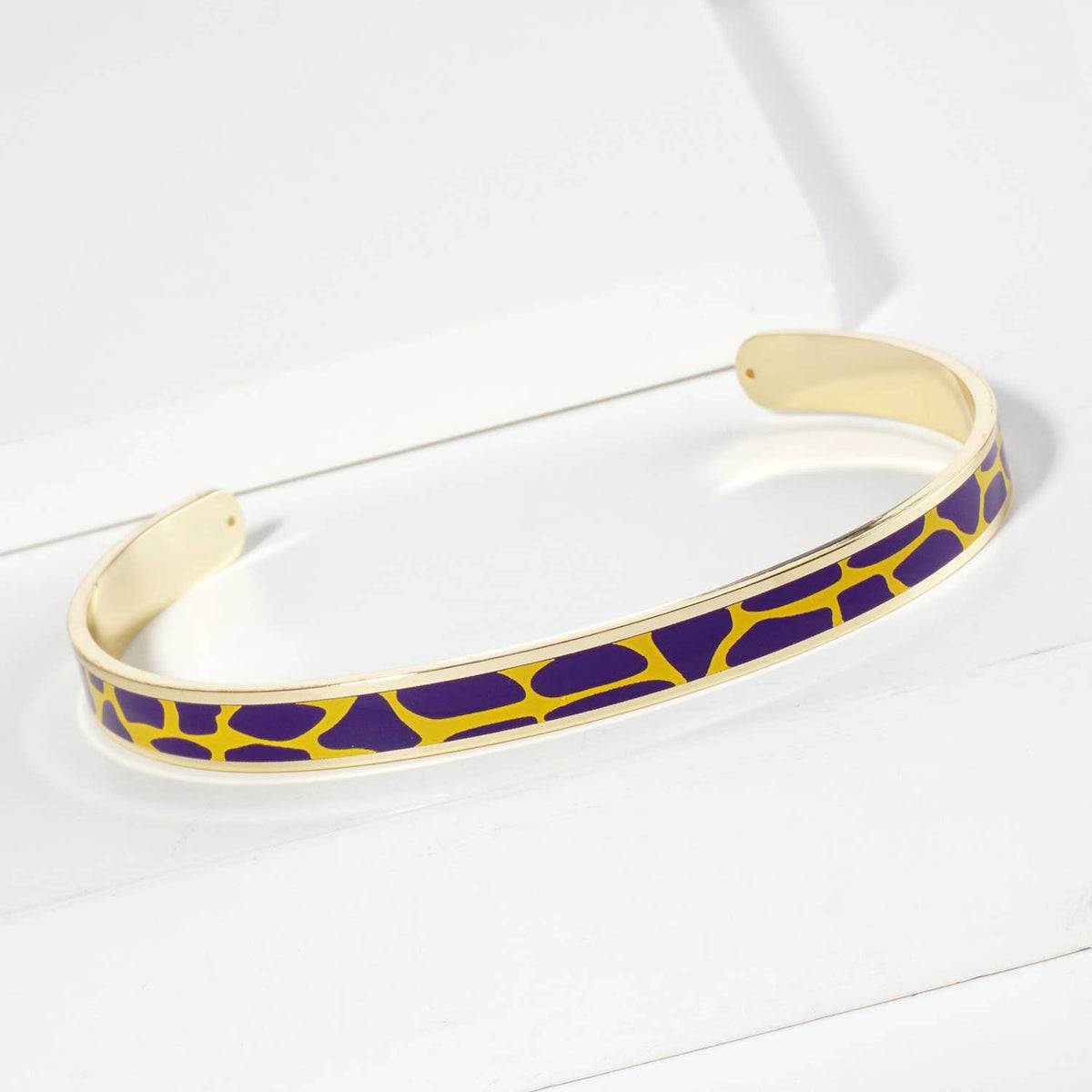 18K GOLD TWO-TONE ANIMAL PRINT GAME DAY ENAMEL CUFF BRACELET