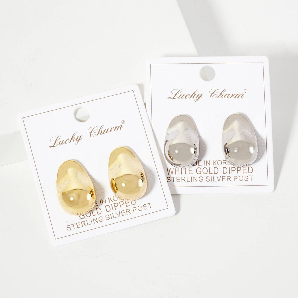 Polished Brass Hand-Crushed-Texture Post Earrings