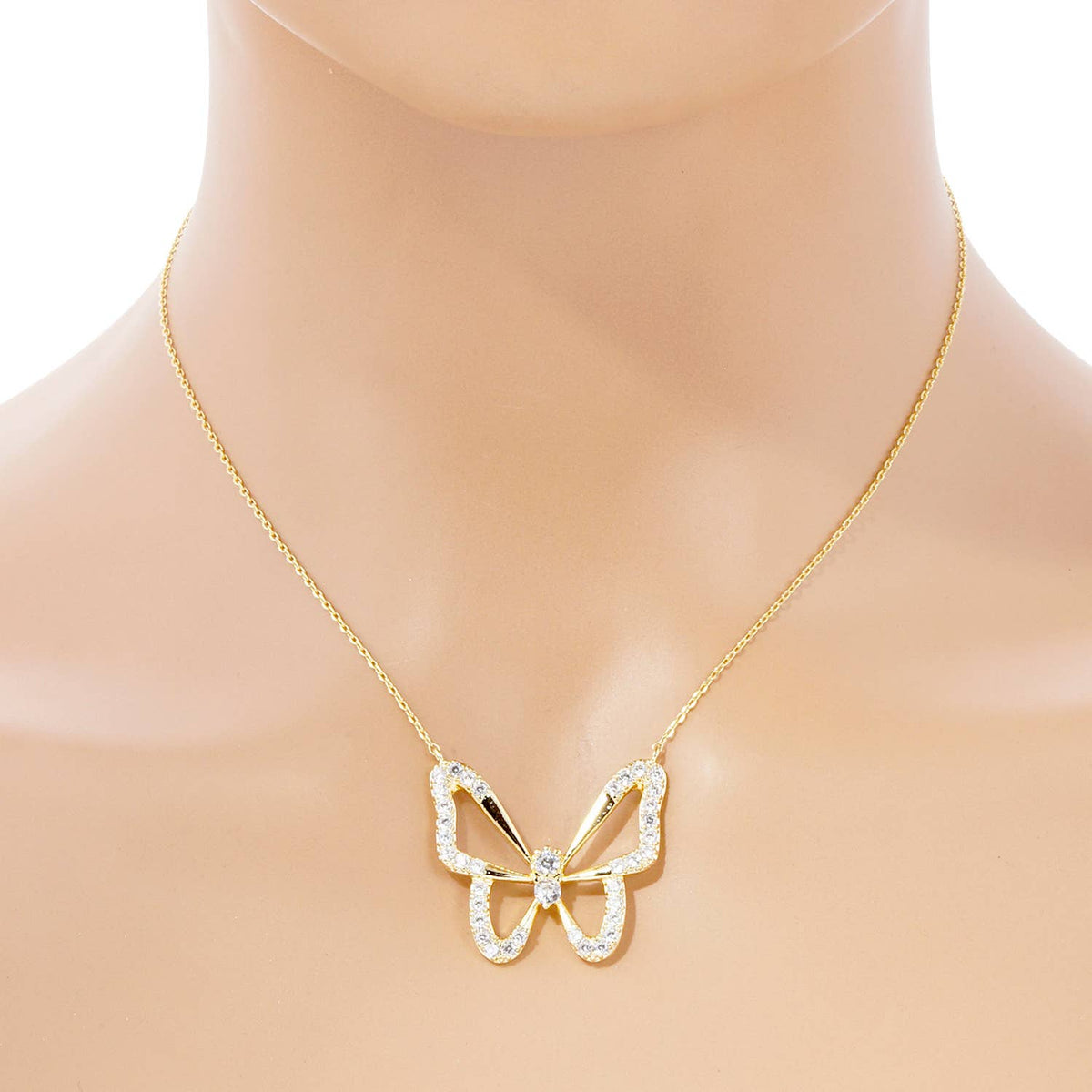 Gold Plated Butterfly Pendant Necklace
