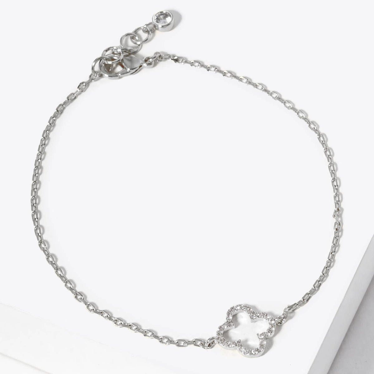 Minimalist Pavé Clover Charm Bracelet