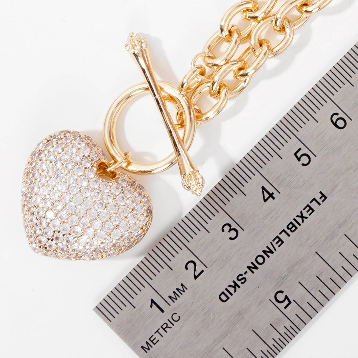 Gold Plated Cubic Heart Pendant Necklace