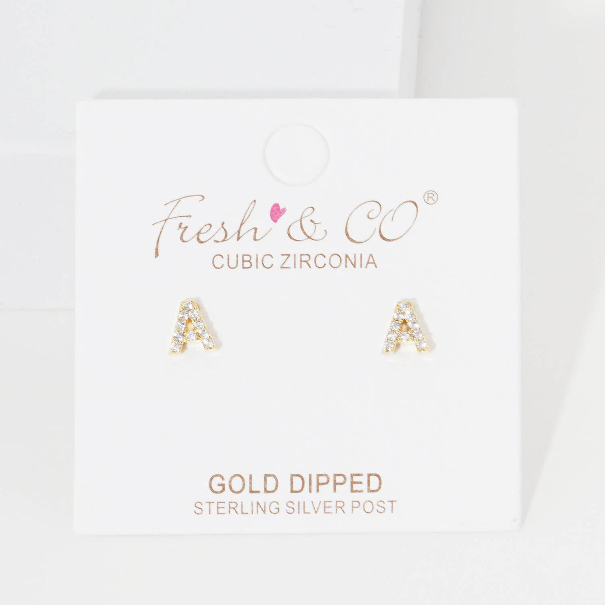 Cubic Zirconia Initial Stud Earrings.