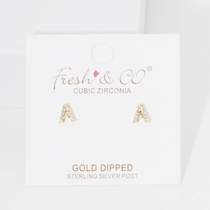 Cubic Zirconia Initial Stud Earrings.