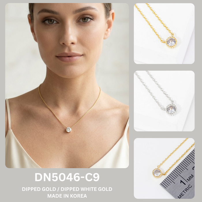 Minimalist Solitaire Cubic Zirconia Pendant Necklace