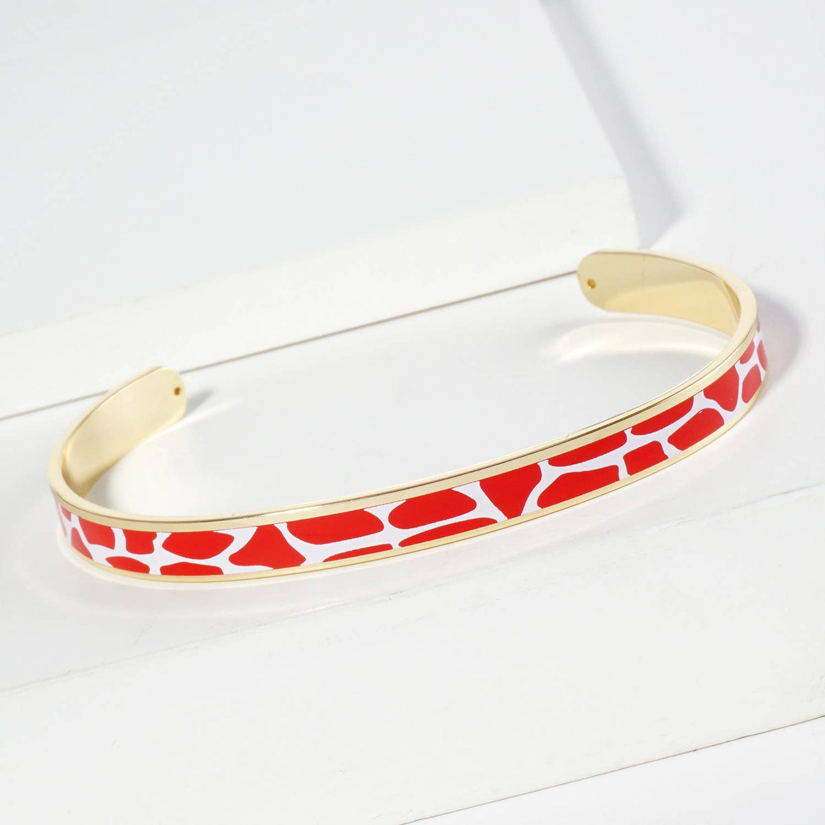 18K GOLD TWO-TONE ANIMAL PRINT GAME DAY ENAMEL CUFF BRACELET