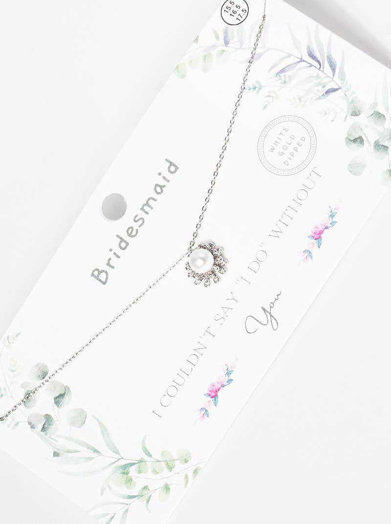 Bridesmaid Pearl Flower Pendant Necklace