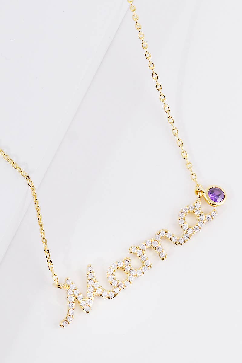 Gold Plated Birthstone Mama Necklace