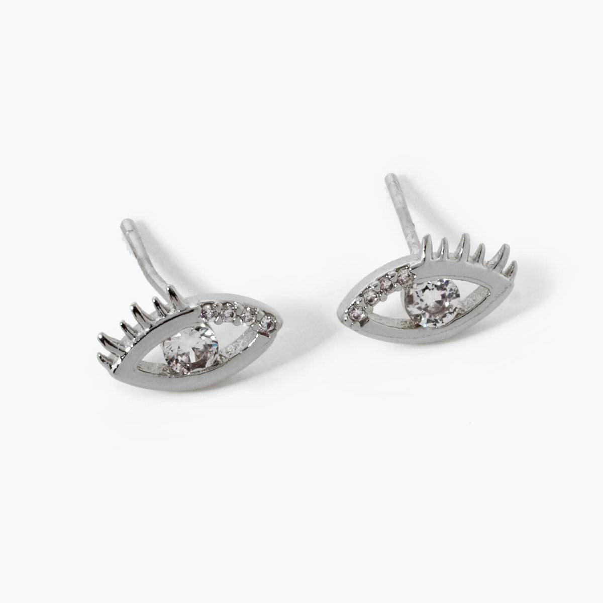 Gold Tone Cubic Evil Eye Charm Earrings