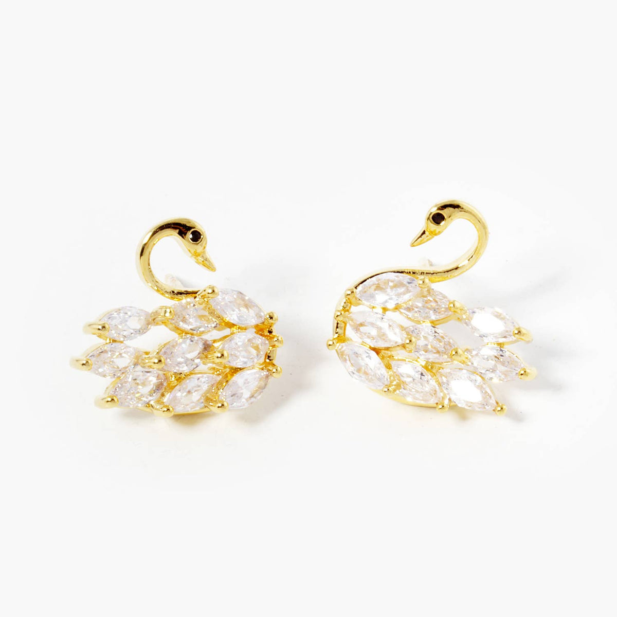 Dainty Cubic Zirconia Swan Stud Earrings