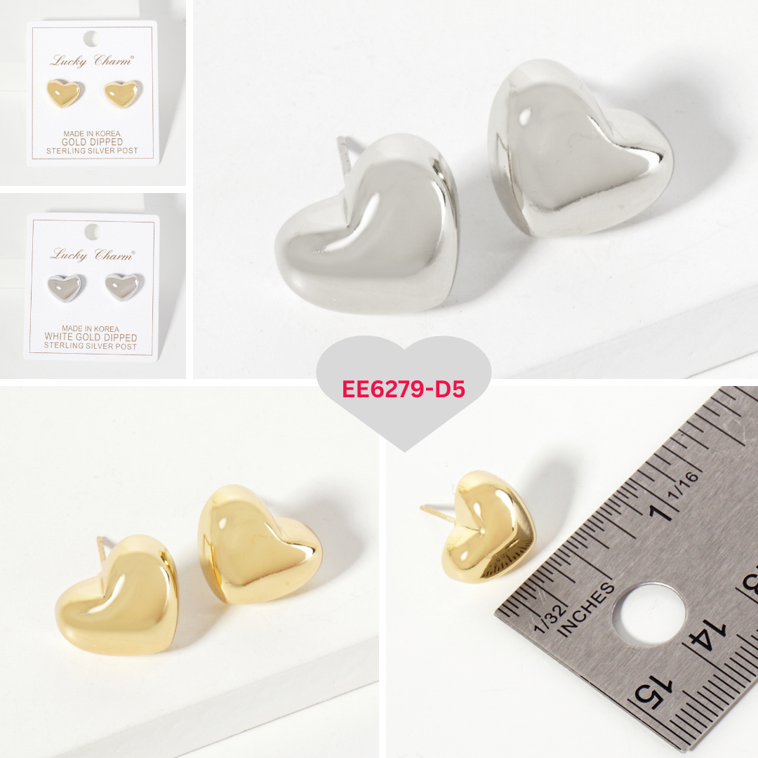 Polished Brass Heart-Shaped Stud Earrings