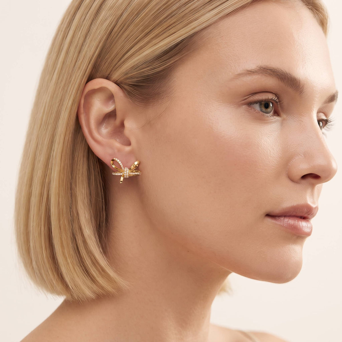 Dainty Pave Bow Stud Earrings