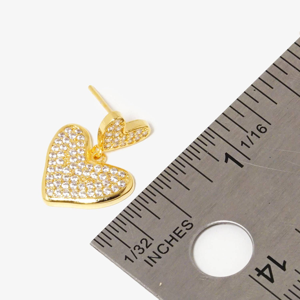 Dainty Pave Double Heart Statement Earrings