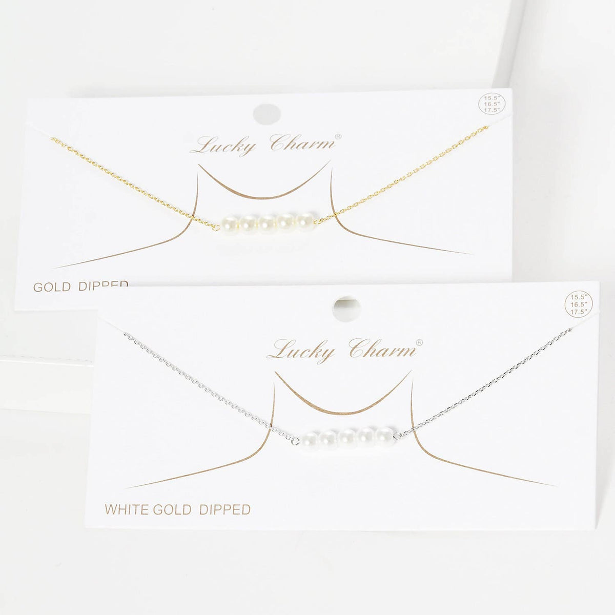 Gold 5 Beaded Freshwater Pearl Necklace