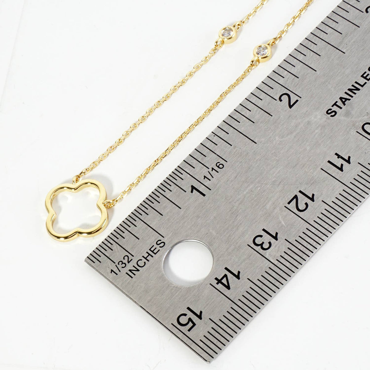 18K Gold Dipped Quatrefoil Cutout Pendant Necklace