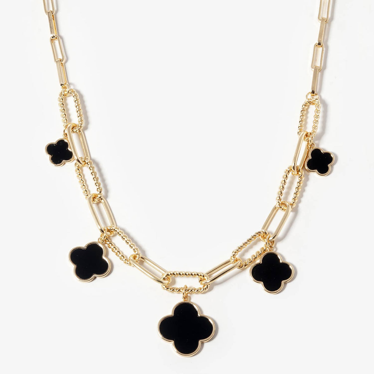 Four-Leaf Clover Charm Link Chain Necklace