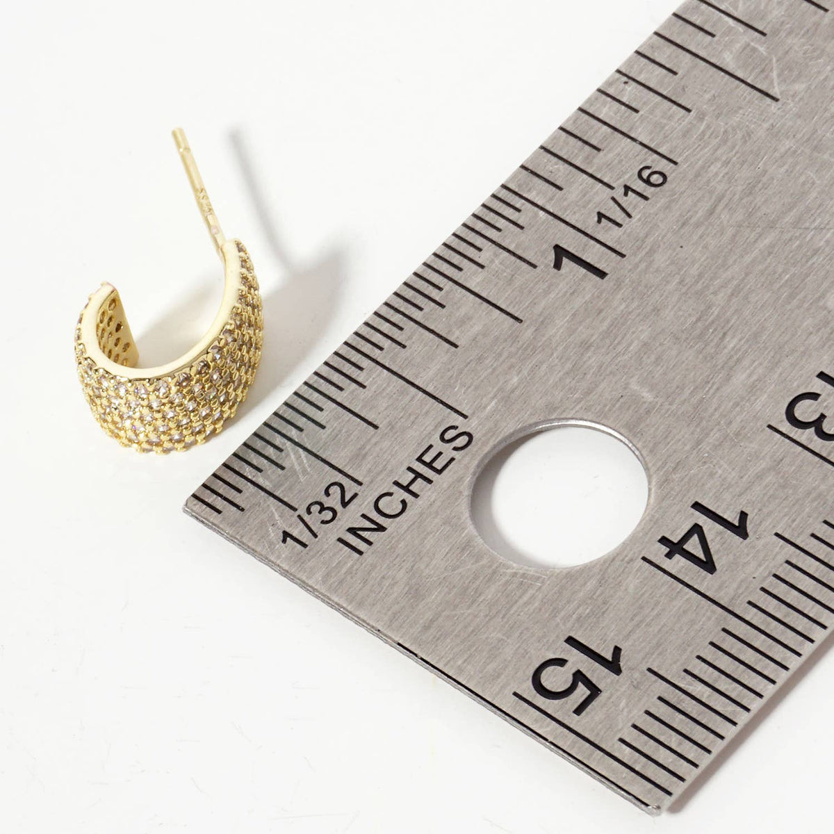 Micro-Pave-Set 12mm Open Huggie Hoop Earrings