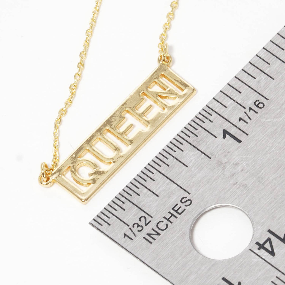 Gold Plated "Queen" Monogram Necklace