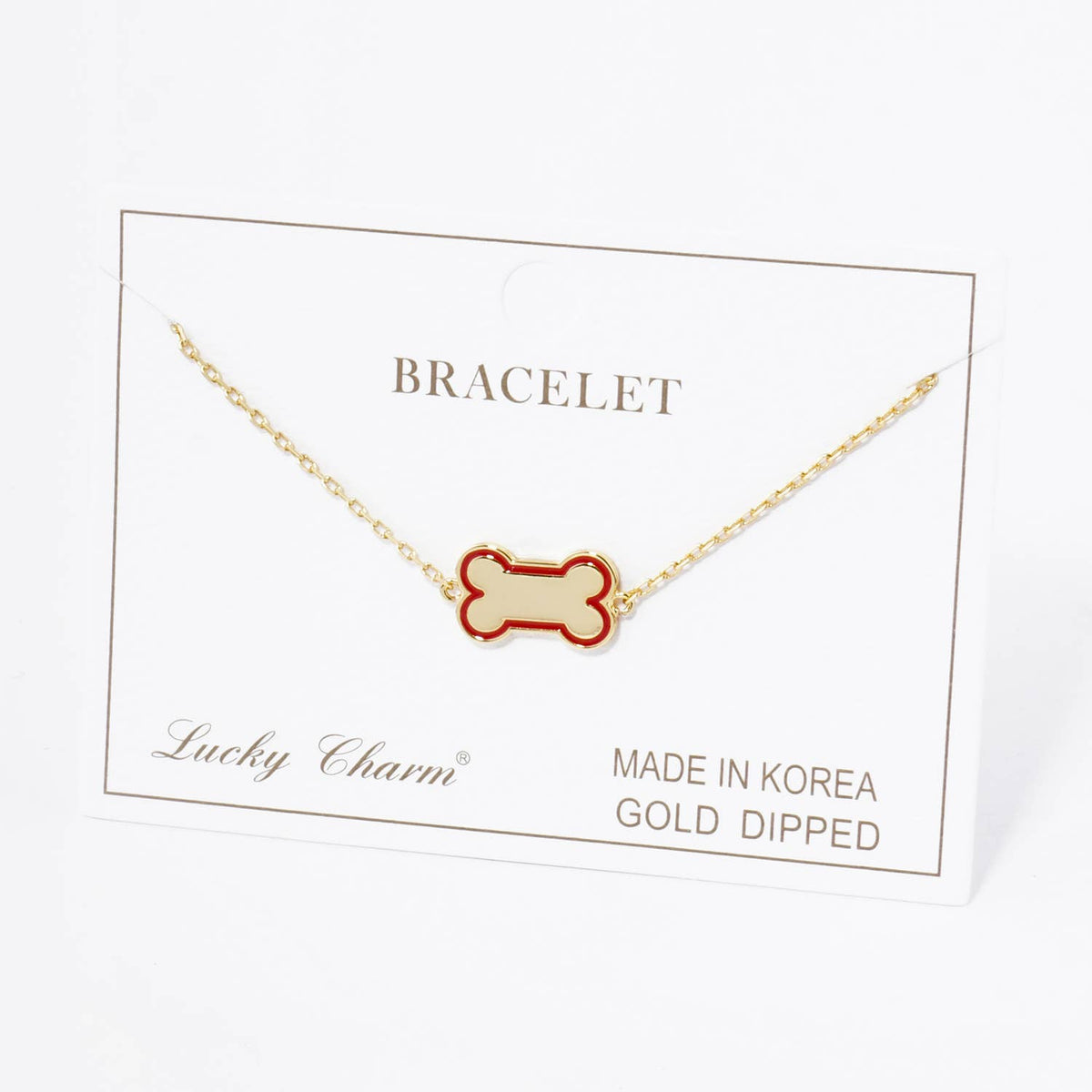 Gold Dipped Enamel Dog Bone Charm Bracelet
