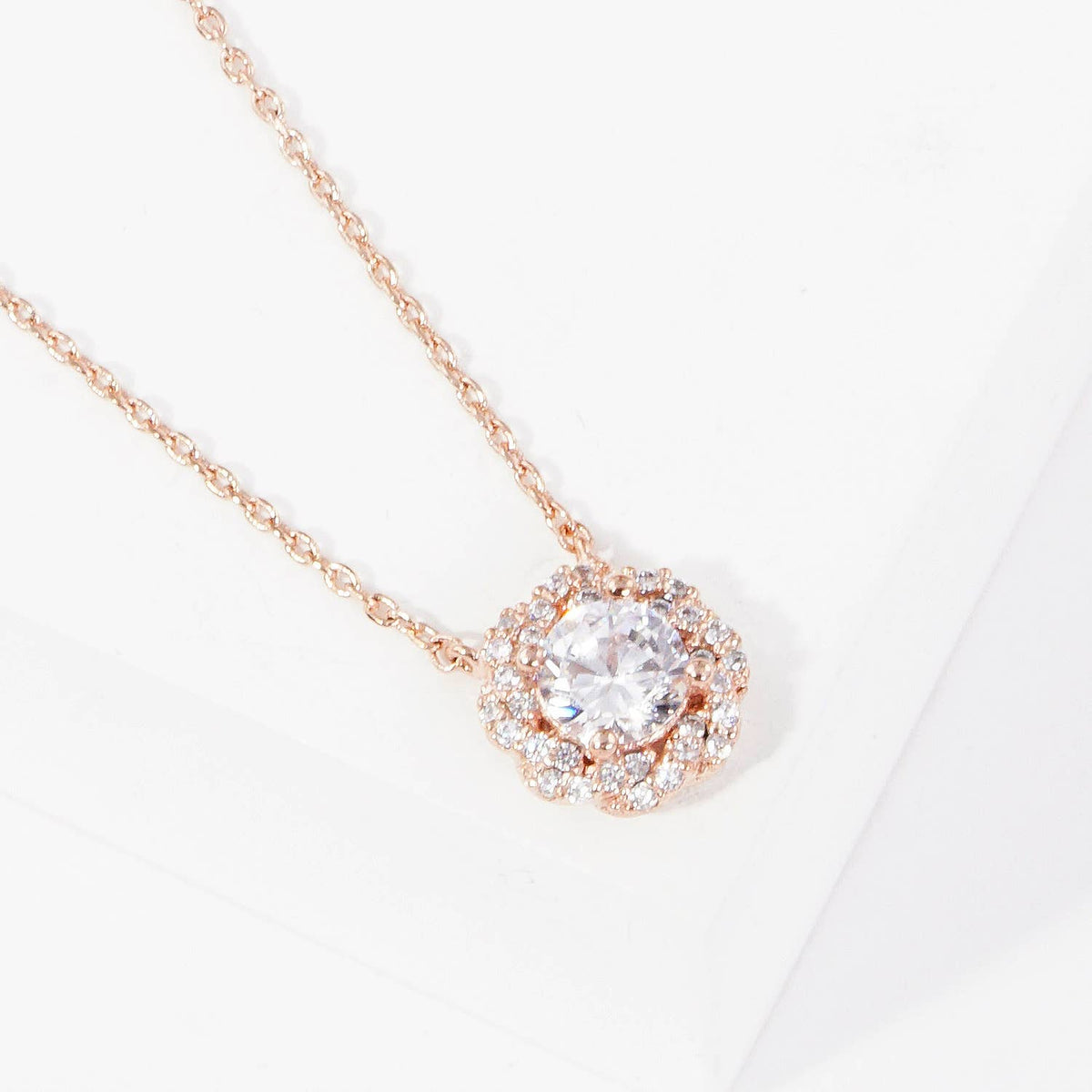 Bridesmaid Cluster Cubic Zirconia Pendant Necklace
