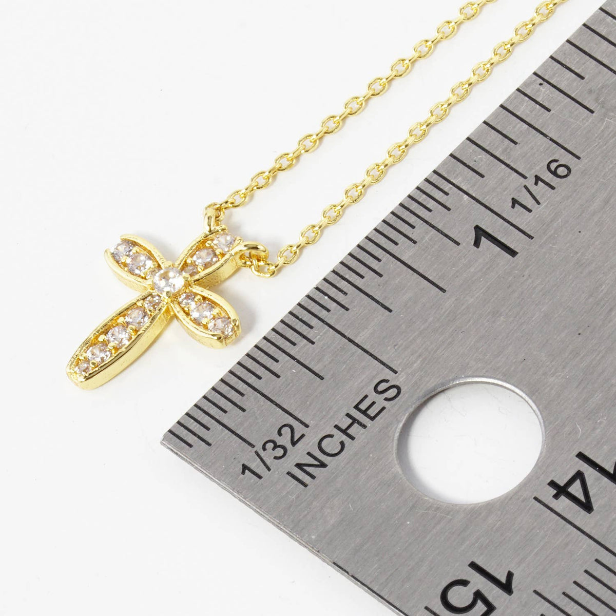 Dainty Rhinestone Cross Pendant Necklace