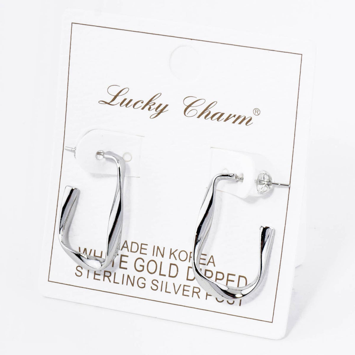 18K GOLD DIPPED 25MM TWIST RECTANGLE HOOP EARRINGS