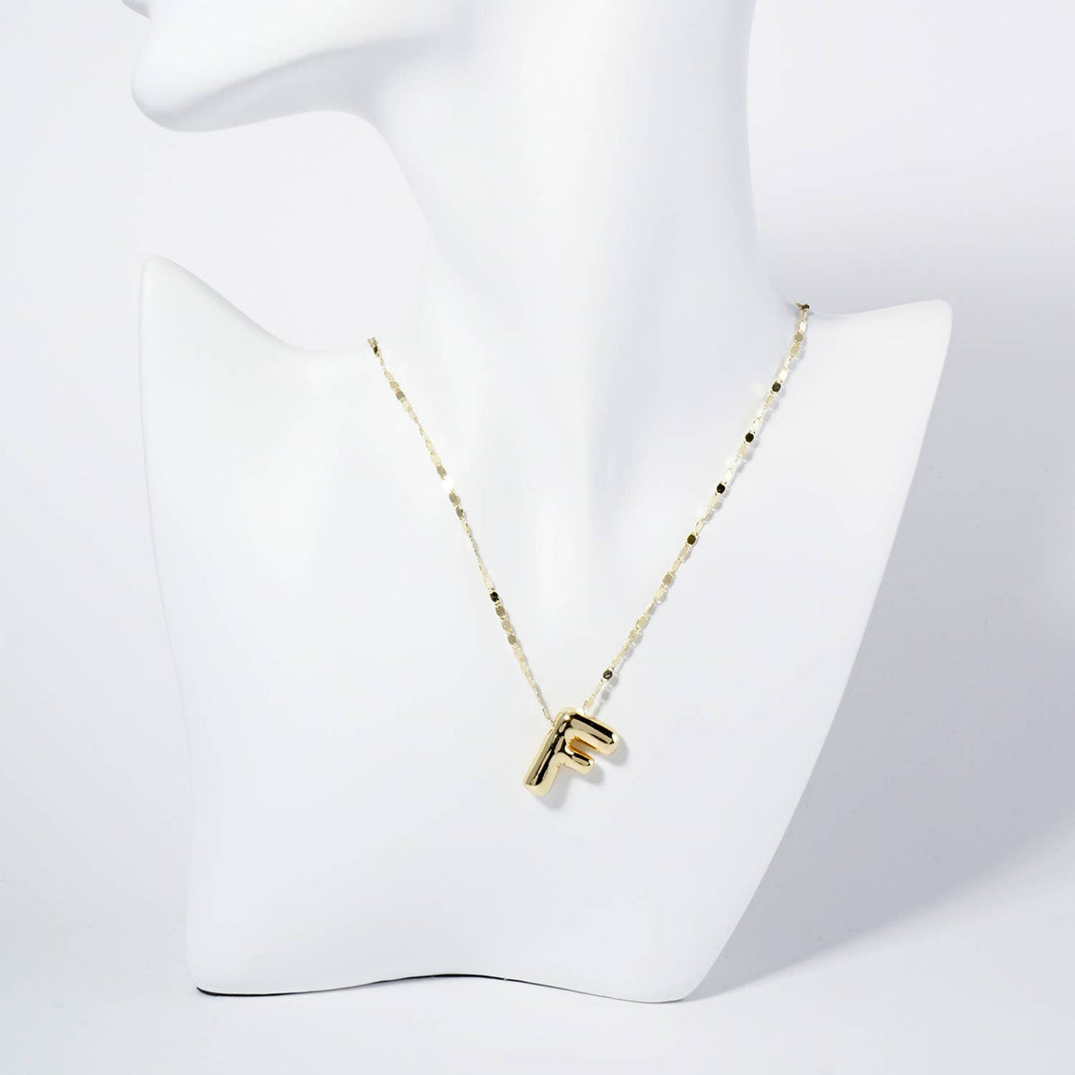 18K Gold Dipped Brass Bubble Initial Pendant Necklace