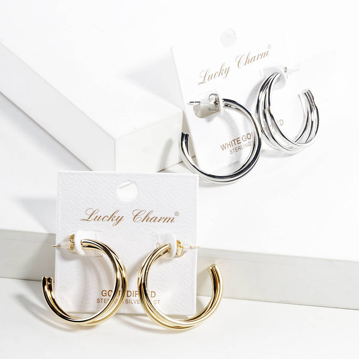 Triple Layered Geometric Hoop Earrings