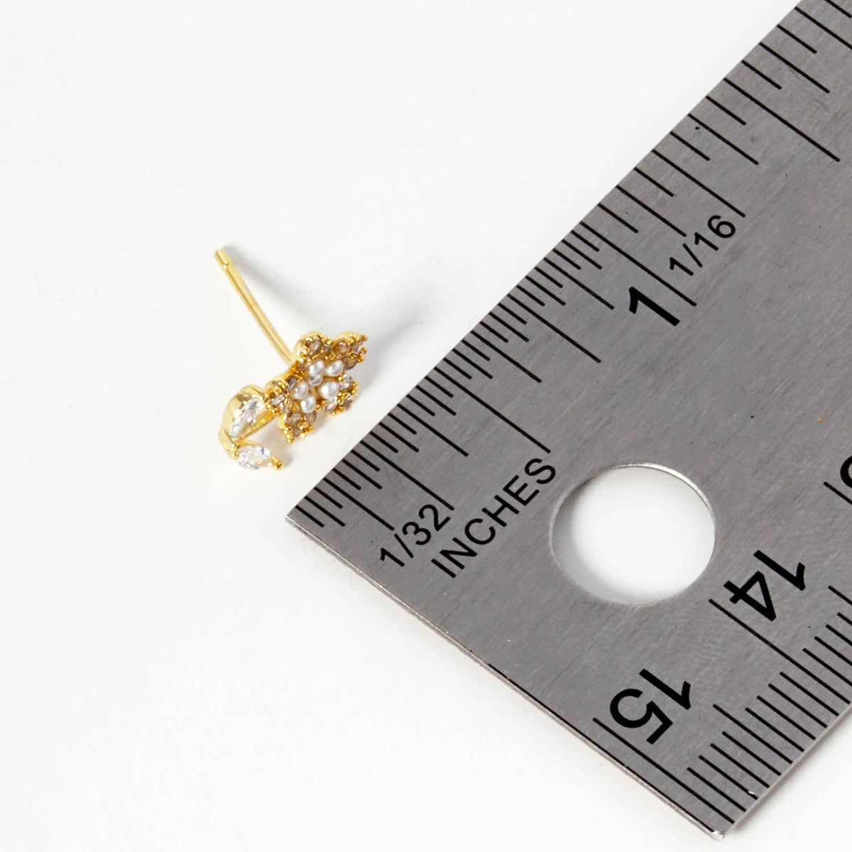 Dainty Pearl & Cubic Zirconia Flower Stud Earrings