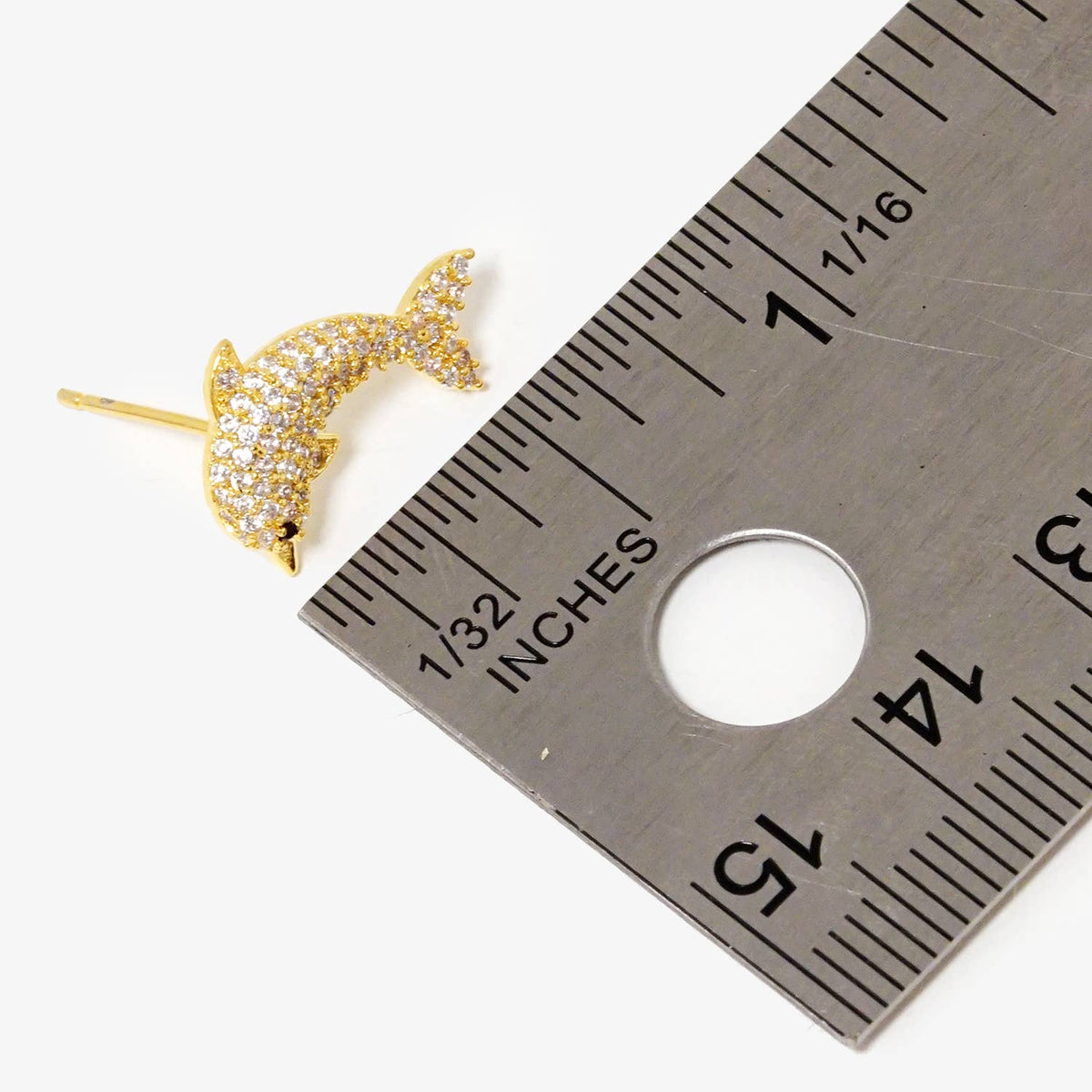 Dainty Pave Dolphin Stud Earrings