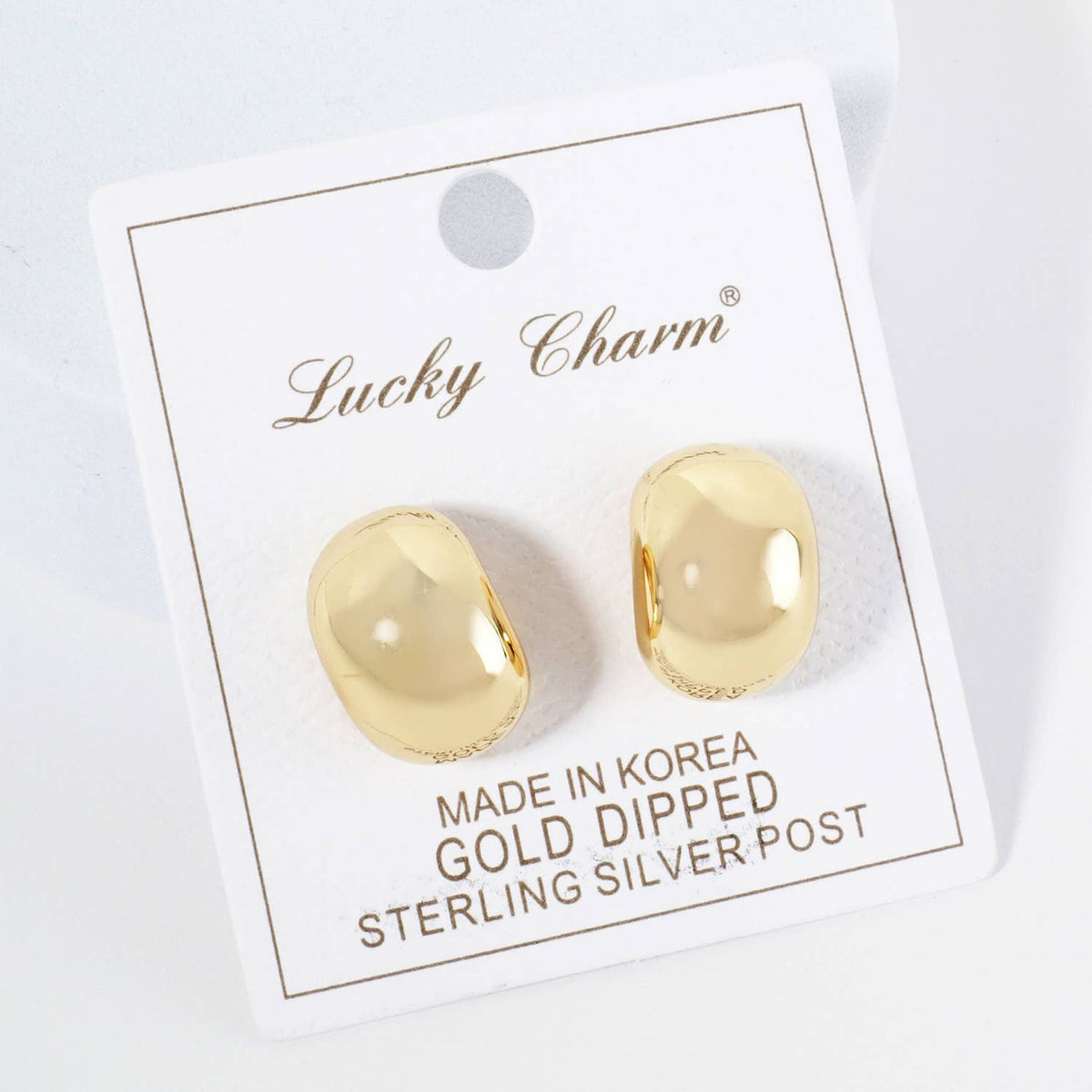 18K Gold Dipped 18mm Curved Oval Post Earrings