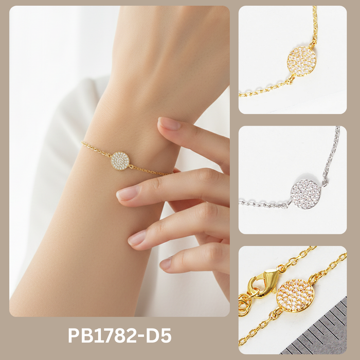 Minimalist Pavé Disc Charm Bracelet