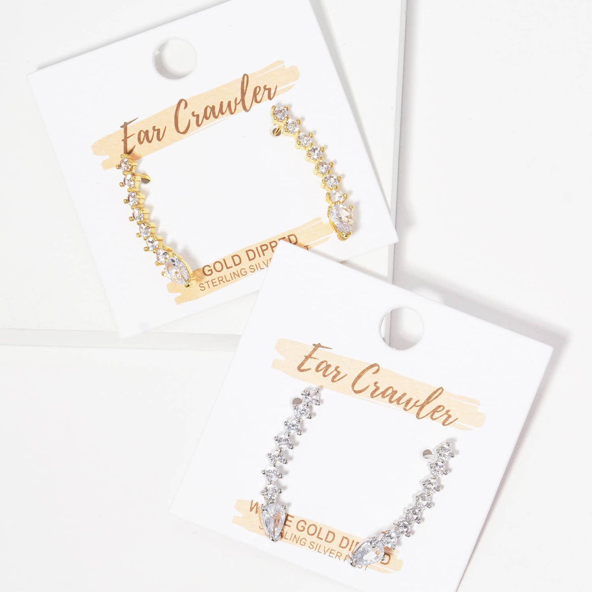Crystal Teardrop Ear Crawler Climber Earrings