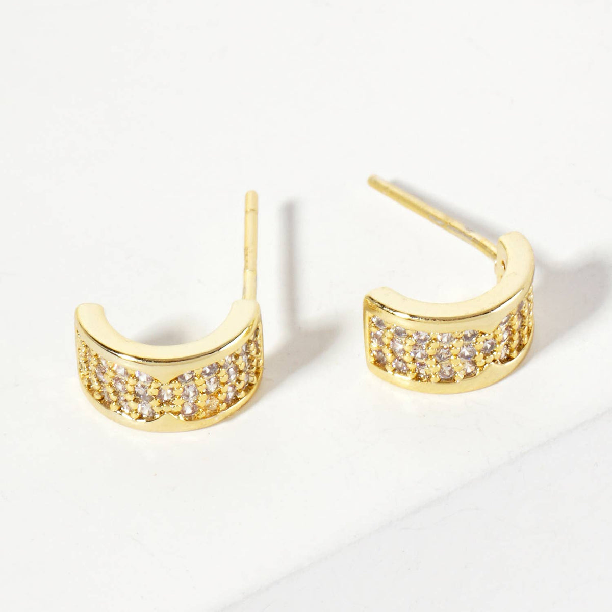 Minimalist 9mm Half-Circle18K-Gold-Dipped Stud Earrings