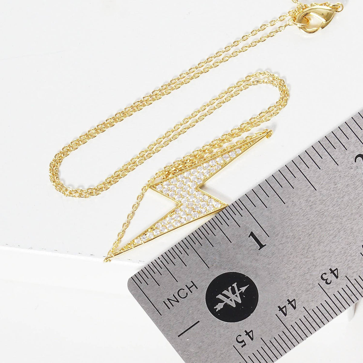 Gold Plated Sideway Lightning Bolt Necklace