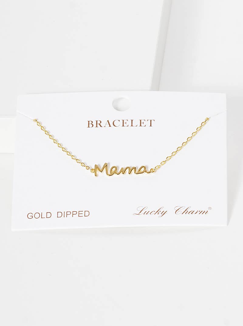 Minimalist Script "Mama" Charm Bracelet