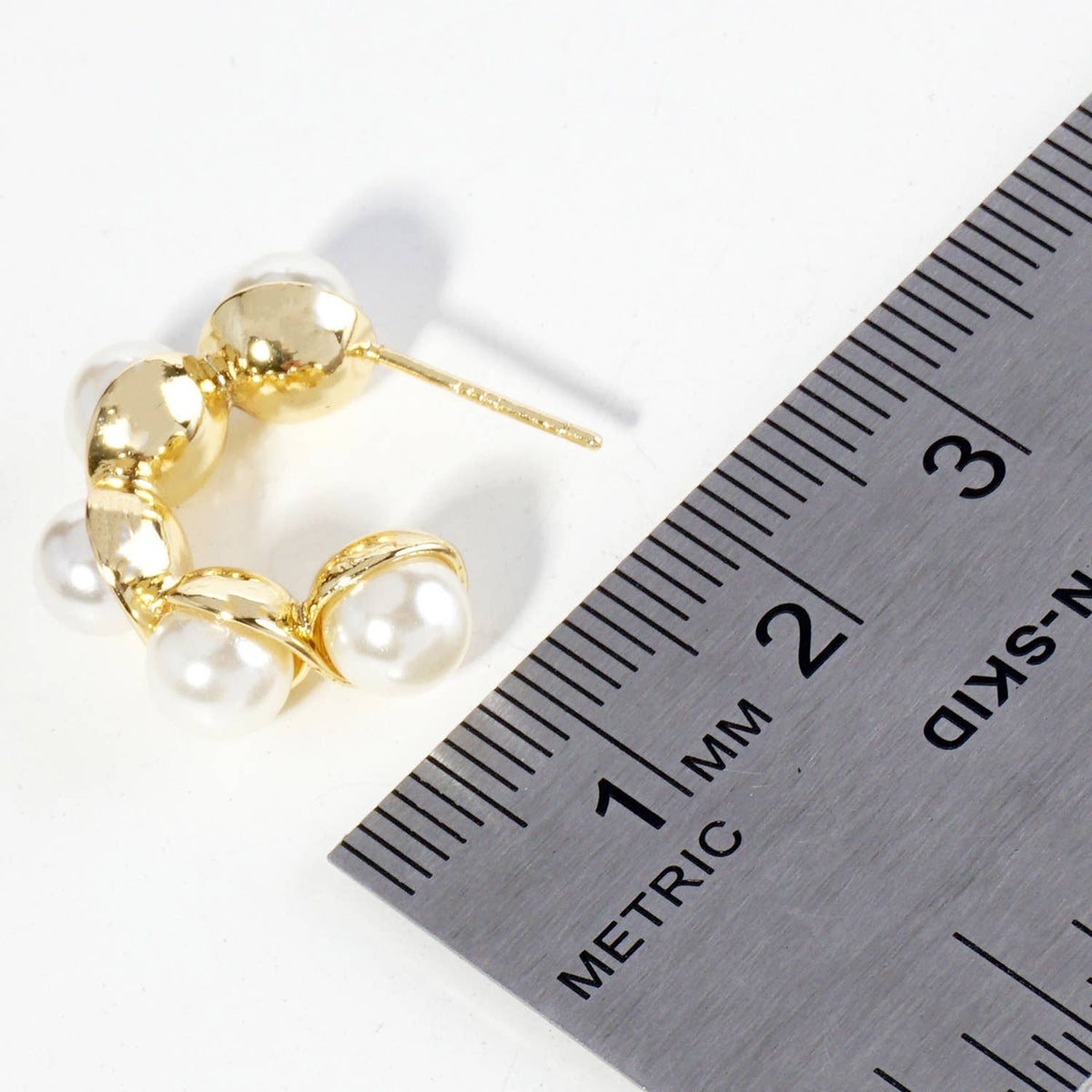 18K Gold Dipped 20mm Pearl Beaded Hoop Earrings