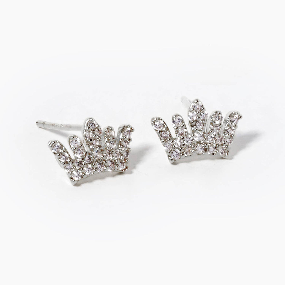 18k Gold Dipped CZ Pave Dainty Crown Stud Earrings