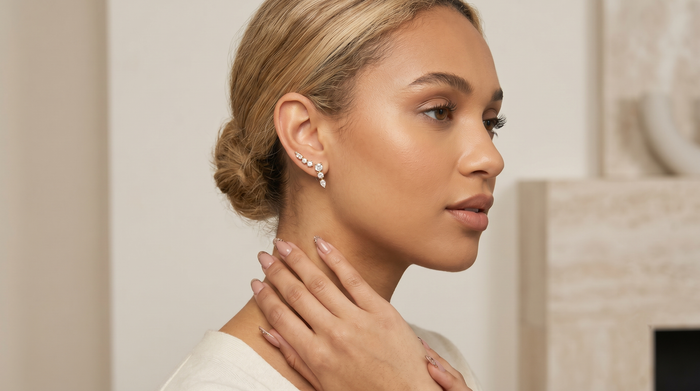 Triple Stone Cubic Zirconia Ear Crawlers
