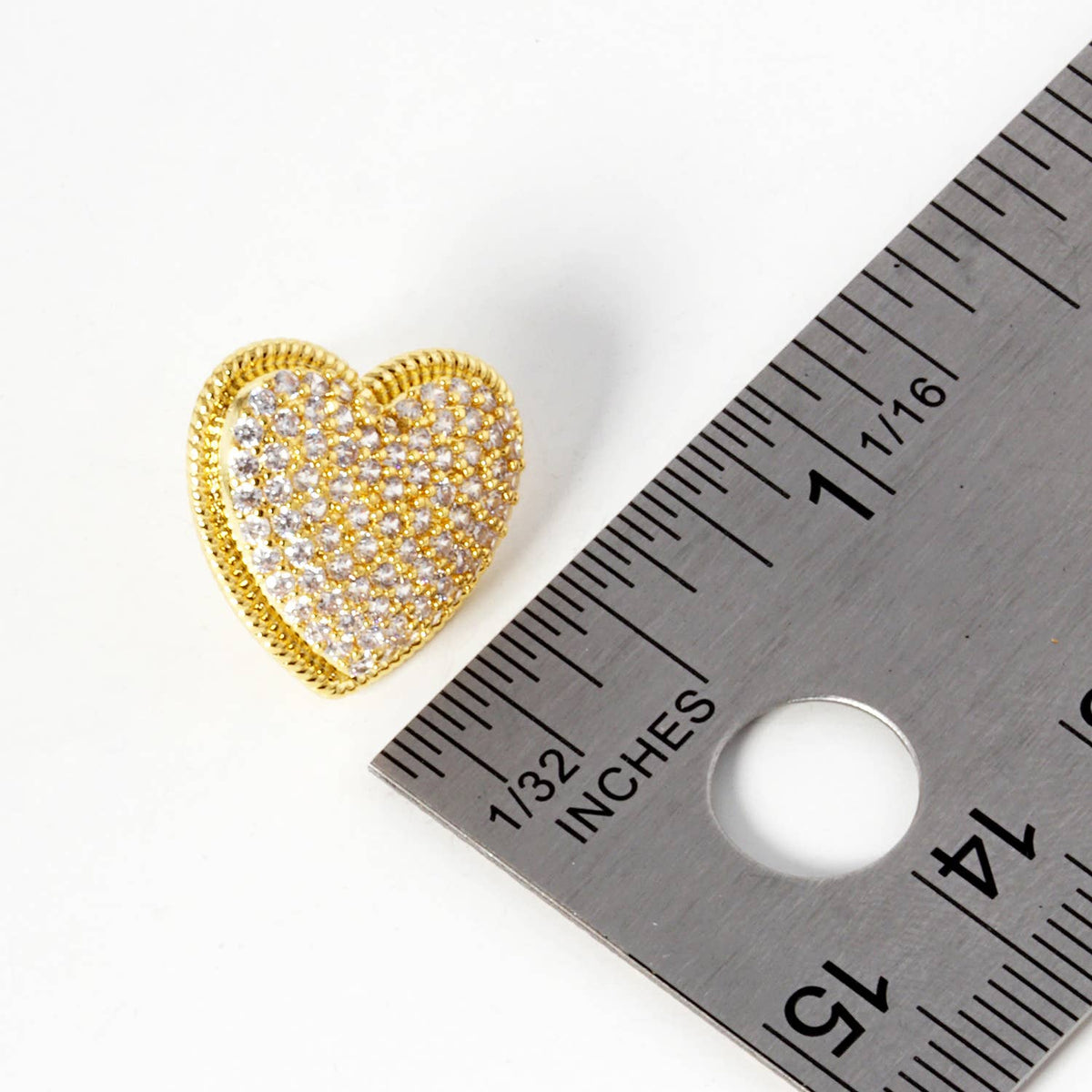 Pave Heart Stud Earrings