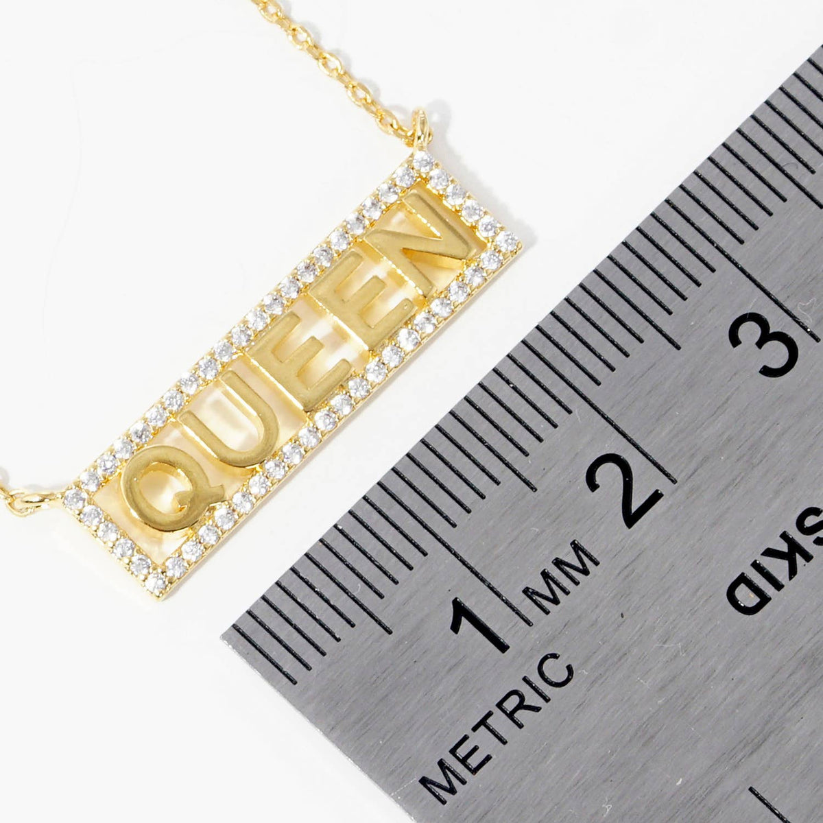 Gold Plated Queen Bar Necklace