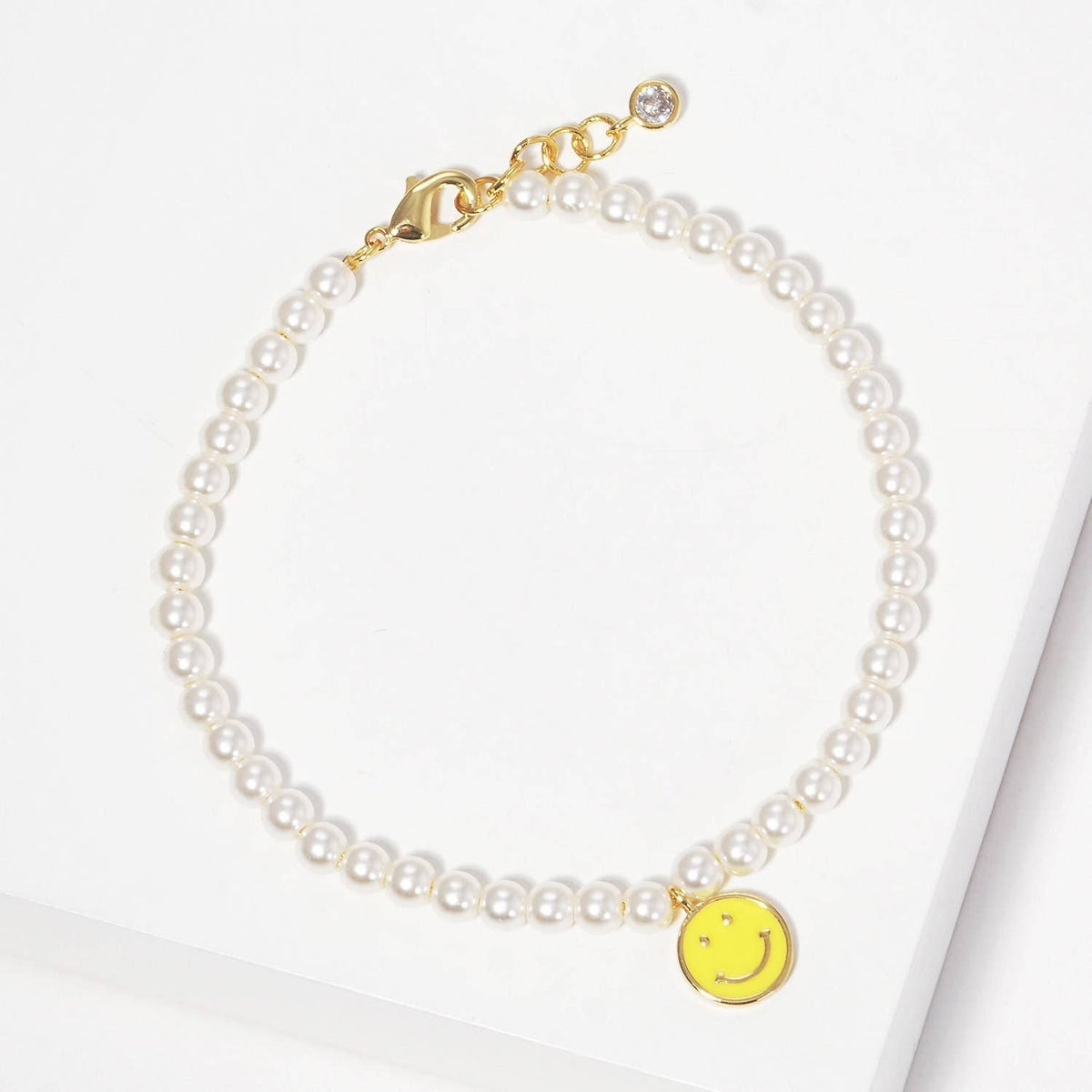 Gold Plated Freshwater Smiley Face Bracelet