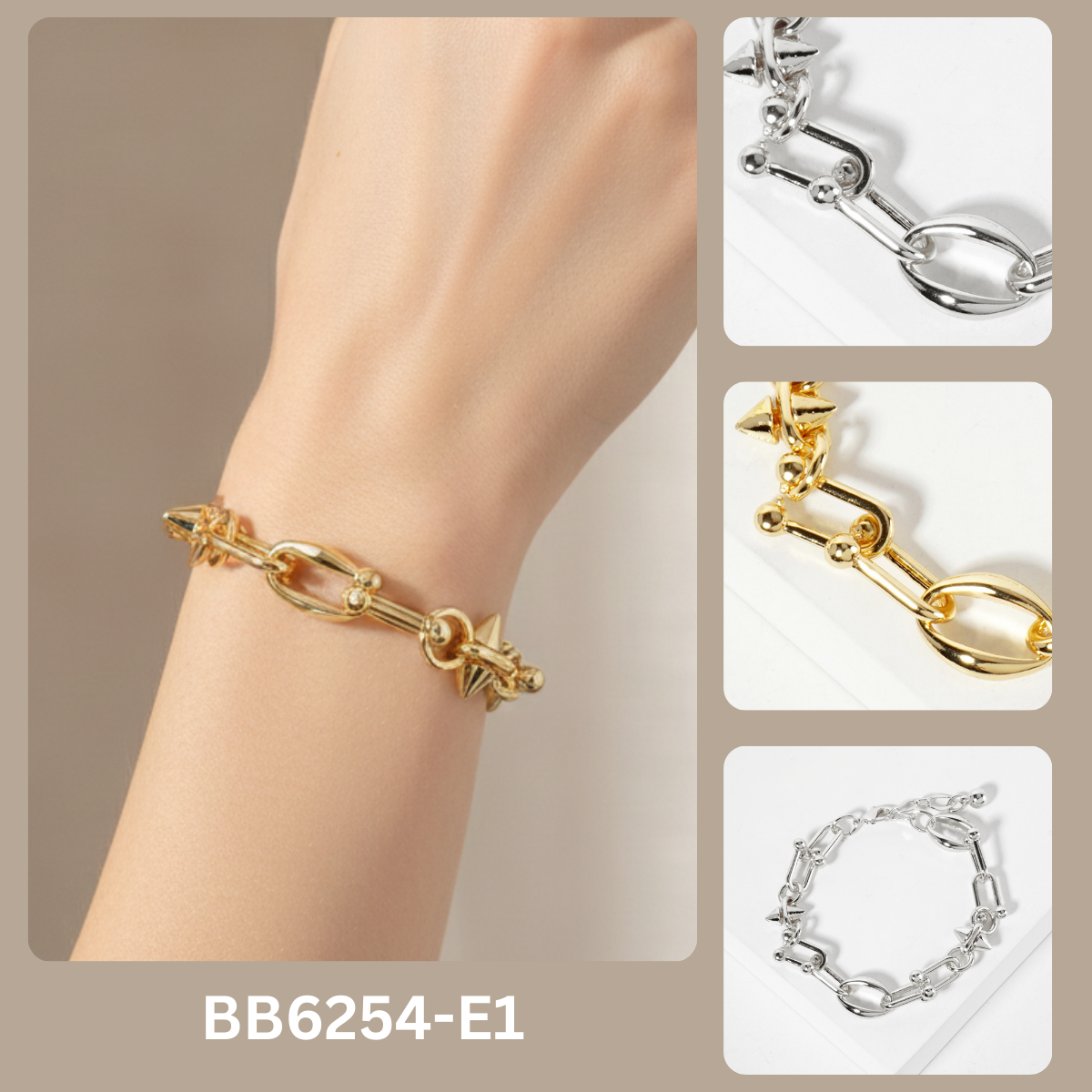 Edgy Spike U-Link Chain Bracelet