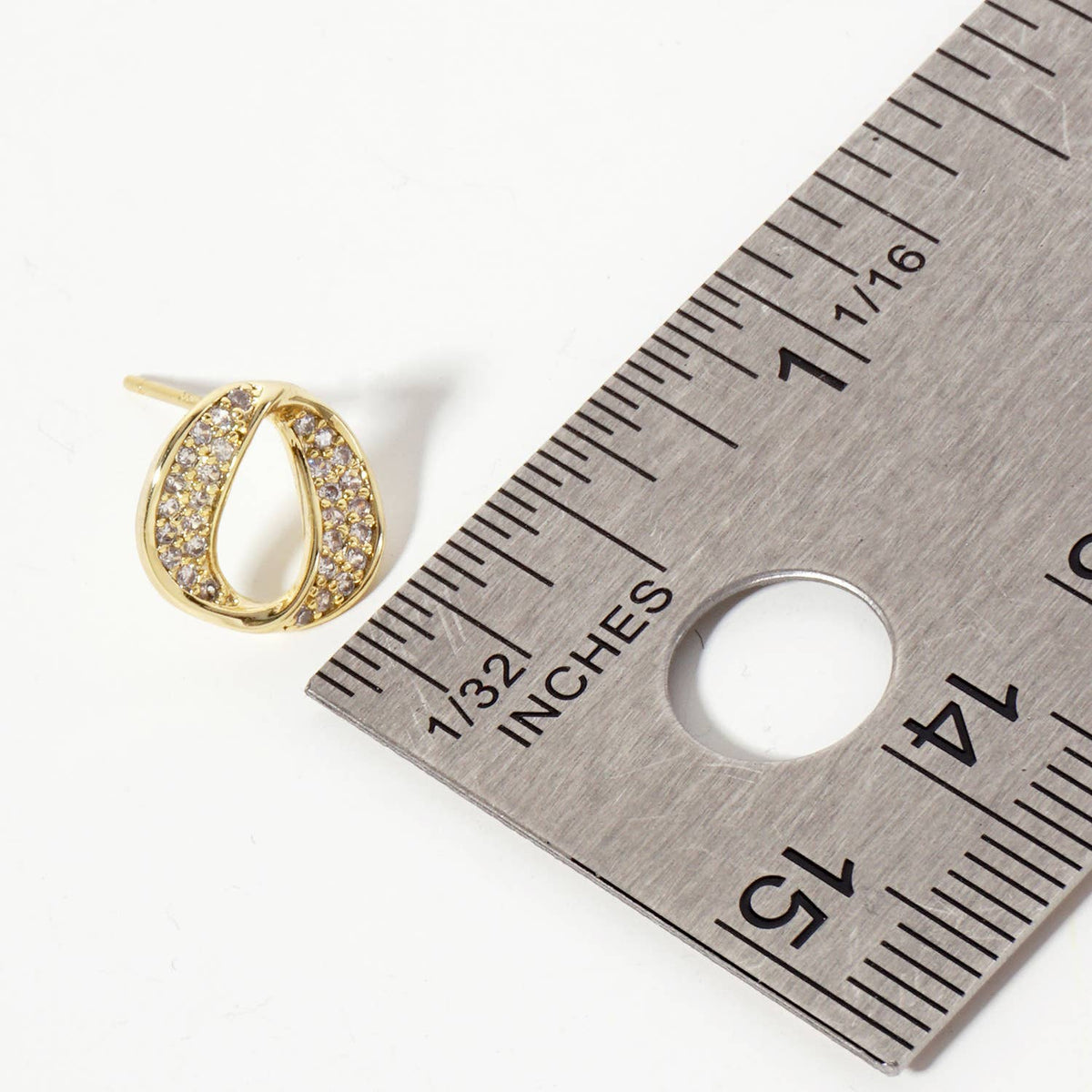Pave-Set CZ 11mm Infinity Circle Minimalist Stud Earrings